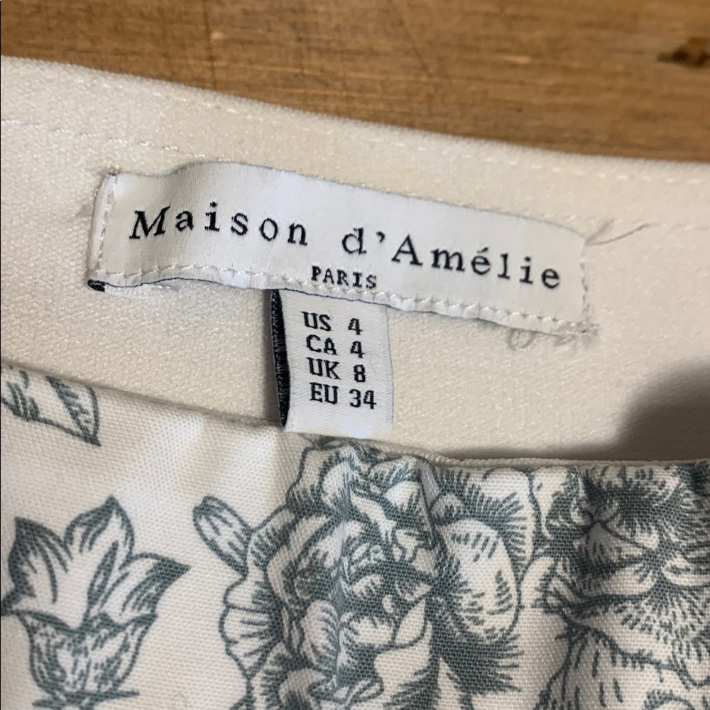 Madison d'Amelie Paris Women's NWT Floral Toile Pants Sz 4 PullOn Elastic Waist - Picture 3 of 15
